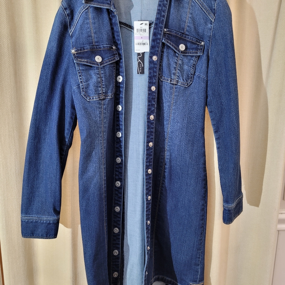 International Concepts long denim jacket, perfectly clean with tags on